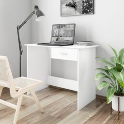 Berkfield Home Desk White 100x50x76 cm Engineered Wood - Size: 100 x 50 x 76 cm - thumbnail 1