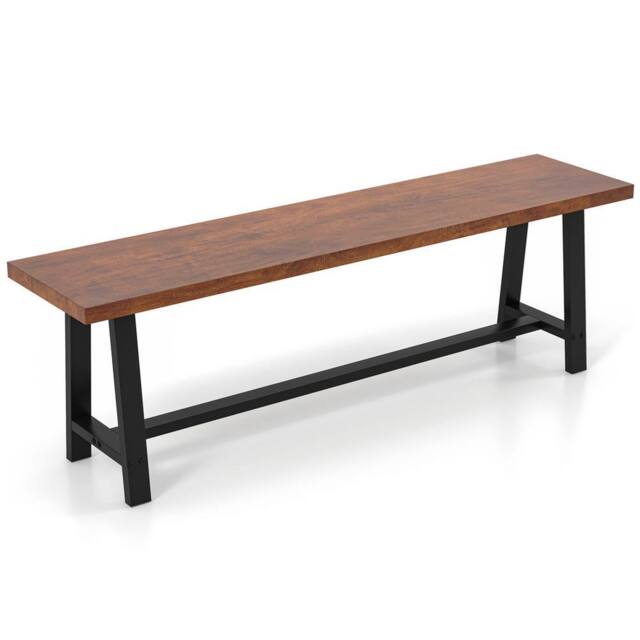 Costway 153CM Dining Bench Wooden 3 Person Entryway Shoe Bench - image 1