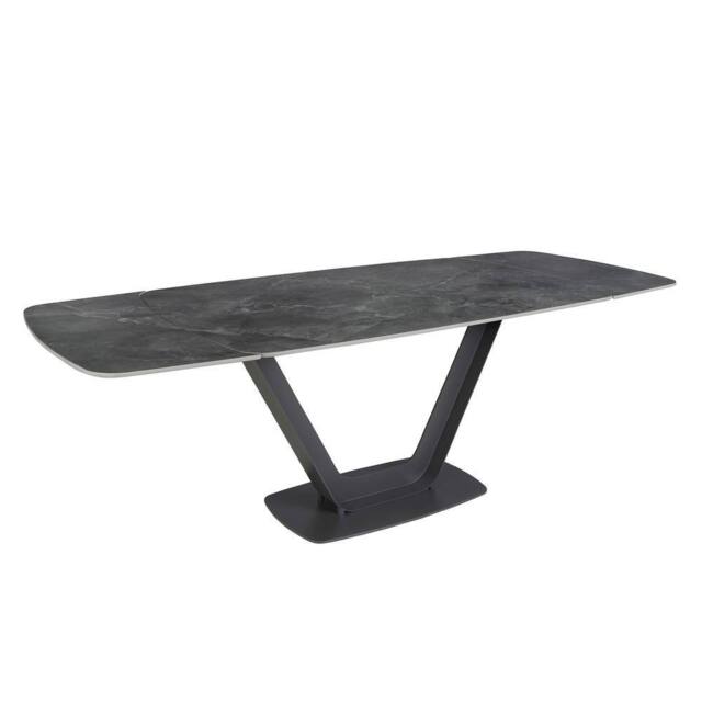 Angel Cerda Oval Extending Dining Table, Porcelain Marble Top in Black - image 1