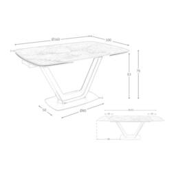 Angel Cerda Oval Extending Dining Table, Porcelain Marble Top in Black - thumbnail 8