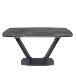 Angel Cerda Oval Extending Dining Table, Porcelain Marble Top in Black - thumbnail 2