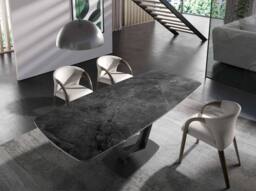 Angel Cerda Oval Extending Dining Table, Porcelain Marble Top in Black - thumbnail 4