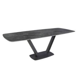 Angel Cerda Oval Extending Dining Table, Porcelain Marble Top in Black - thumbnail 1