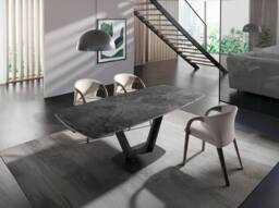 Angel Cerda Oval Extending Dining Table, Porcelain Marble Top in Black - thumbnail 5