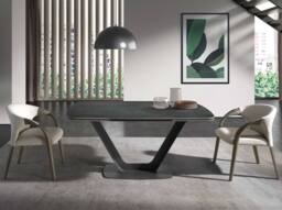 Angel Cerda Oval Extending Dining Table, Porcelain Marble Top in Black - thumbnail 3