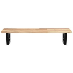 Berkfield Home Basin Shelf Wall Mounted Steel & Solid Wood Acacia in Brown - thumbnail 4