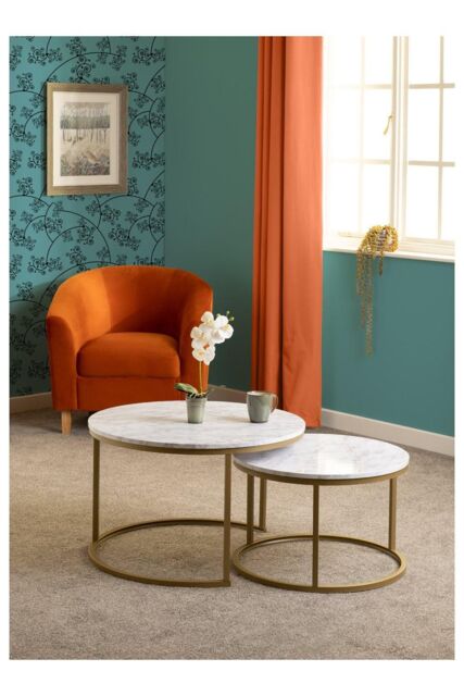 Seconique Dallas Round Coffee Table Set in White - image 1