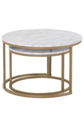 Seconique Dallas Round Coffee Table Set in White - thumbnail 4