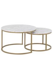 Seconique Dallas Round Coffee Table Set in White - thumbnail 2