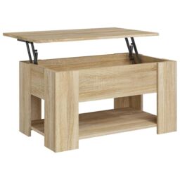 Berkfield Home Coffee Table Sonoma Oak 79x49x41 cm Engineered Wood in Brown - Size: 79 x 49 x 41 cm - thumbnail 2