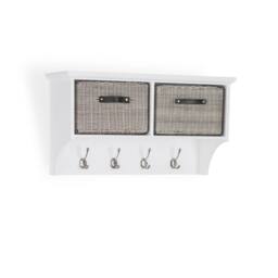 Statement Furniture Tetbury Coat Rack Hanging Shelf with 2 Grey Storage Baskets in White - thumbnail 3
