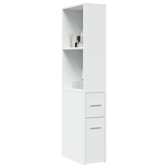 Berkfield Home Narrow Bathroom Cupboard with Wheels White Engineered Wood - image 1