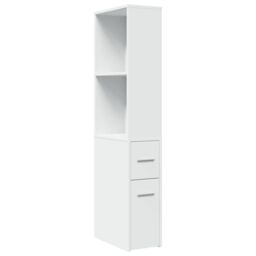 Berkfield Home Narrow Bathroom Cupboard with Wheels White Engineered Wood - thumbnail 2