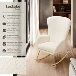 tectake Rocking Chair Swing - Armchair Steel Runners, Thick Padding in Beige - thumbnail 2