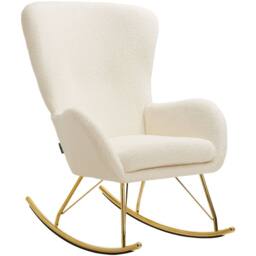 tectake Rocking Chair Swing - Armchair Steel Runners, Thick Padding in Beige - thumbnail 1
