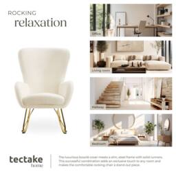 tectake Rocking Chair Swing - Armchair Steel Runners, Thick Padding in Beige - thumbnail 7