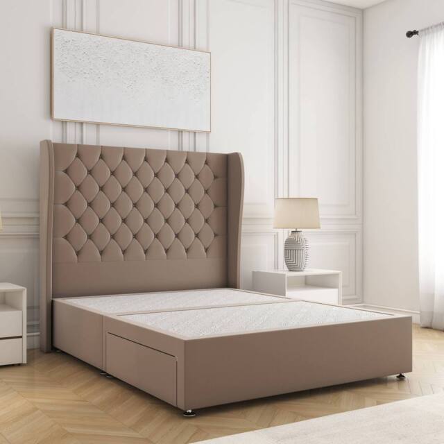 "BSSPOKE Amelia Divan Bed Set Plush Velvet 54""Headboard No Drawers No Mattress in Bronze - Size: King" - image 1