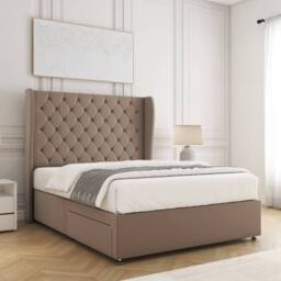 "BSSPOKE Amelia Divan Bed Set Plush Velvet 54""Headboard No Drawers No Mattress in Bronze - Size: King" - thumbnail 2