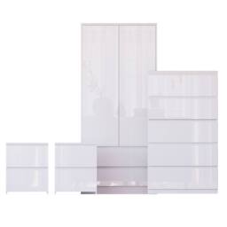 HD Designs Vida Designs Glinton 4 Piece Bedroom Set (2 Drawer Bedside Chest x2 in White - thumbnail 2