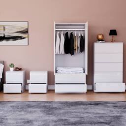 HD Designs Vida Designs Glinton 4 Piece Bedroom Set (2 Drawer Bedside Chest x2 in White - thumbnail 3