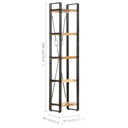 Berkfield Home 5-Tier Bookcase 39x30x180 cm Solid Mango Wood in Brown - Size: 39 x 30 x 180 cm - thumbnail 5