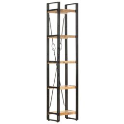 Berkfield Home 5-Tier Bookcase 39x30x180 cm Solid Mango Wood in Brown - Size: 39 x 30 x 180 cm - thumbnail 6