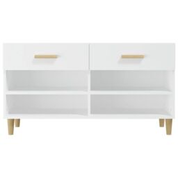 Berkfield Home Shoe Cabinet White 102x35x55 cm Engineered Wood - Size: 102 x 35 x 55 cm - thumbnail 6