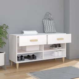 Berkfield Home Shoe Cabinet White 102x35x55 cm Engineered Wood - Size: 102 x 35 x 55 cm - thumbnail 3