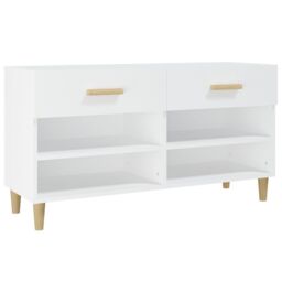 Berkfield Home Shoe Cabinet White 102x35x55 cm Engineered Wood - Size: 102 x 35 x 55 cm - thumbnail 2