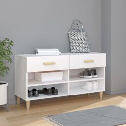 Berkfield Home Shoe Cabinet White 102x35x55 cm Engineered Wood - Size: 102 x 35 x 55 cm - thumbnail 1