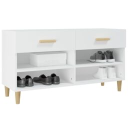 Berkfield Home Shoe Cabinet White 102x35x55 cm Engineered Wood - Size: 102 x 35 x 55 cm - thumbnail 4