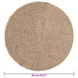 Berkfield Home Rug 90 cm Jute Look Indoor & Outdoor in Brown - Size: 100 cm diameter - thumbnail 9