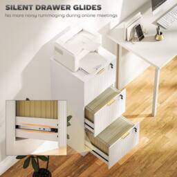 HOMCOM Cabinet, File Cabinet with 3 Lockable Drawers & Hanging Rails in White - thumbnail 6