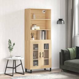 Berkfield Home Highboard Sonoma Oak 69.5x34x180 cm Engineered Wood in Light Tan - thumbnail 2