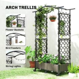 Nordara Raised Plastic Garden Bed with Arch Trellis for Garden in Black - Size: 9.5kg - thumbnail 6