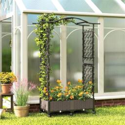 Nordara Raised Plastic Garden Bed with Arch Trellis for Garden in Black - Size: 9.5kg - thumbnail 7