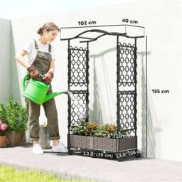 Nordara Raised Plastic Garden Bed with Arch Trellis for Garden in Black - Size: 9.5kg - thumbnail 2