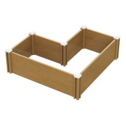 Living and Home Plastic Wood-Grain Raised L-Shape Garden Bed Planter in Brown - thumbnail 4