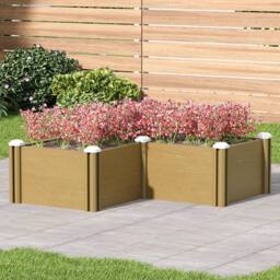 Living and Home Plastic Wood-Grain Raised L-Shape Garden Bed Planter in Brown - thumbnail 2