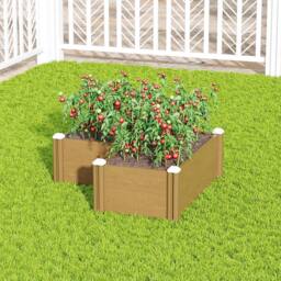 Living and Home Plastic Wood-Grain Raised L-Shape Garden Bed Planter in Brown - thumbnail 3