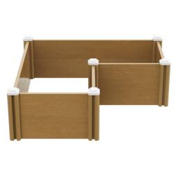 Living and Home Plastic Wood-Grain Raised L-Shape Garden Bed Planter in Brown - thumbnail 5