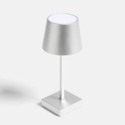 OHS Bedside Cordless Table Lamp LED Battery Operated Night Light in Silver - thumbnail 4