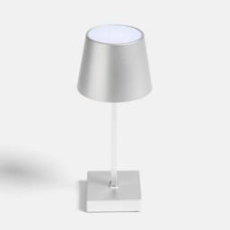 OHS Bedside Cordless Table Lamp LED Battery Operated Night Light in Silver - thumbnail 3