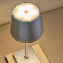 OHS Bedside Cordless Table Lamp LED Battery Operated Night Light in Silver - thumbnail 2