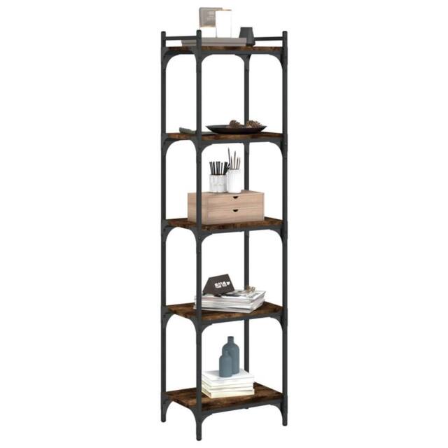 Berkfield Home Decorative Bookcase 5-Tier Smoked Oak 40x30x154 cm Engineered Wood in Brown - Size: 40 x 30 x 154 cm - image 1