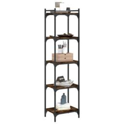 Berkfield Home Decorative Bookcase 5-Tier Smoked Oak 40x30x154 cm Engineered Wood in Brown - Size: 40 x 30 x 154 cm - thumbnail 1