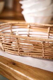 Dibor Traditioanl Style Natural Rattan Long Indoor Storage Basket W37 x D17cm - thumbnail 4