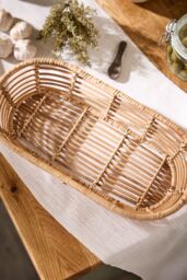 Dibor Traditioanl Style Natural Rattan Long Indoor Storage Basket W37 x D17cm - thumbnail 3