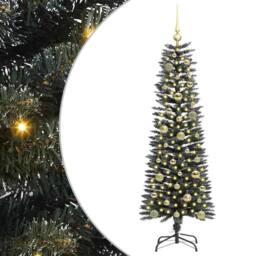 Berkfield Home Artificial Christmas Tree with 150 LEDs Green 43 x 43 x 150 cm - thumbnail 2