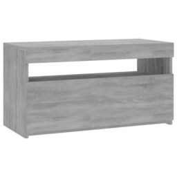 Berkfield Home TV Cabinet with LED Lights Grey Sonoma 75x35x40 cm - Size: 75 x 35 x 40 cm - thumbnail 2